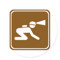 Caving Highway Sign Round Sticker