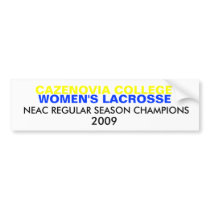 CAZENOVIA COLLEGE, WOMEN'S LACROSSE, 2009, NEAC... bumper stickers