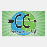 CC BECAUSE I CAN! RUN THE WORLD LOGO RECTANGLE STICKER