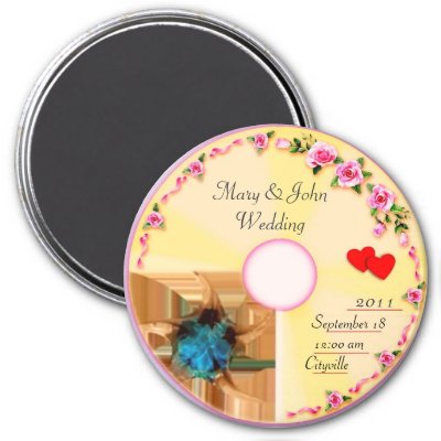 CD Label Wedding Keepsake Fridge Magnets by elenaind