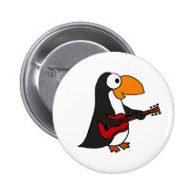 CD- Penguin Playing Guitar Cartoon Button