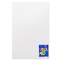 CD record image against blue stained glass back Stationery