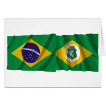 Ceará & Brazil Waving Flags Greeting Card