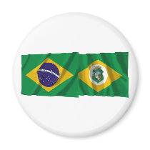 Ceará & Brazil Waving Flags Magnet