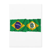 Ceará & Brazil Waving Flags Post Card
