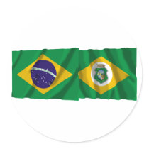 Ceará & Brazil Waving Flags stickers by Vexillophile Ceará & Brazil Waving Flags stickers