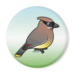 Birdorable Cedar Waxwing Round Magnet