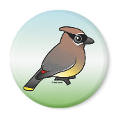 Birdorable Cedar Waxwing Round Magnet