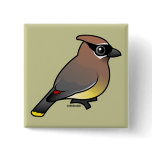 Birdorable Cedar Waxwing Square Button
