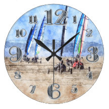 Cefn Sidan Sand Yachting Round Wallclocks