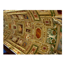 Ceiling in the Vatican Museum in Rome Italy Postca Post Card