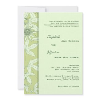 Celadon Green Botanical Floral Wedding Invitation