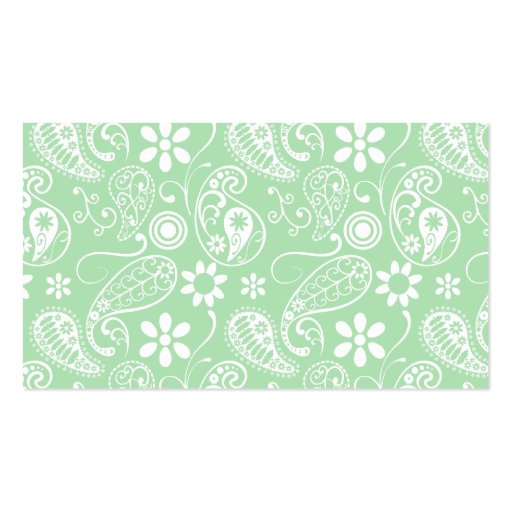 Celadon Paisley; Floral; Chalkboard look Business Card Template (back side)