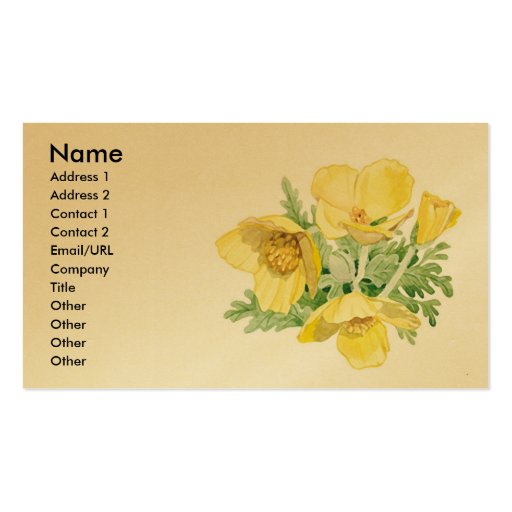 Celandine Poppy - Customize Business Card Templates (front side)