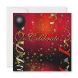 Celebrate Birthday Party Black Red Stars invitations