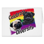 Celebrate Diversity Black and Fawn Pug Greeting Card