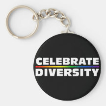 Celebrate Diversity Black Keychain