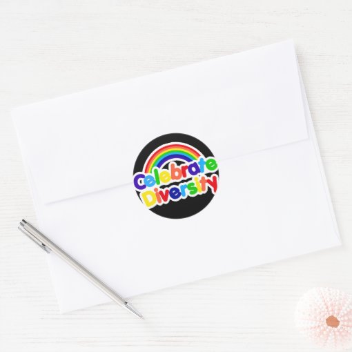 Celebrate Diversity Gay Pride Rainbow Classic Round Sticker Zazzle