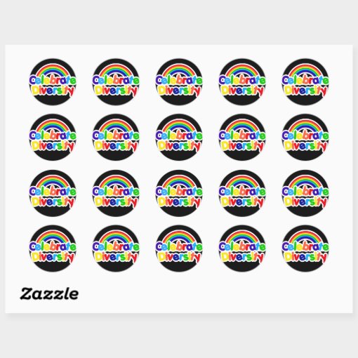 Celebrate Diversity Gay Pride Rainbow Classic Round Sticker Zazzle