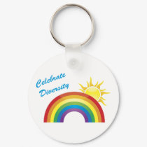 Celebrate Diversity Rainbow and Sun Keychains by naturetees Celebrate Diversity Rainbow and Sun Keychains
