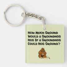 Celebrate Groundhog Day Square Acrylic Key Chains