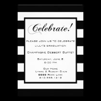 Celebrate! Party Invitation Black & White Stripes invitations