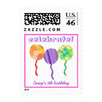 Celebrate! rainbow balloon birthday party stamp stamps
