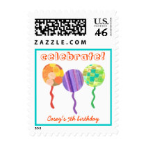 Celebrate! rainbow balloon birthday party stamp stamps