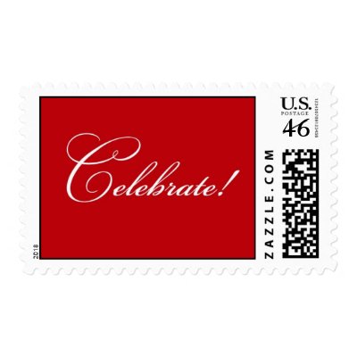 Celebrate - Red Postage Stamp