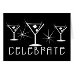 Celebrate - Retro Martinis - Black & White Greeting Cards