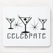 Celebrate - Retro Martinis - Black & White Mousepads