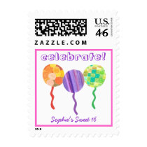 Celebrate! Sweet 16 party stamp stamps