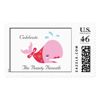 Celebrate The Beauty Beneath_Pinkie Whale postage stamp