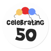 Celebrating 50 stickers by birthdayTshirts Celebrating 50 stickers
