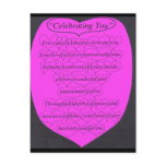 Celebrating You poem with hearts Postcards