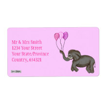 Celebration Elephant (Pink) Custom Shipping Labels