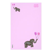 Celebration Elephant (Pink) Customized Stationery