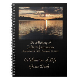 Celebration of Life Guest Book, Sunset at Lake Note Book