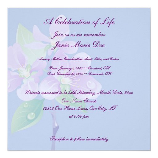 Celebration of Life Invitation