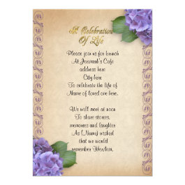 Celebration of life Invitation hydrangea