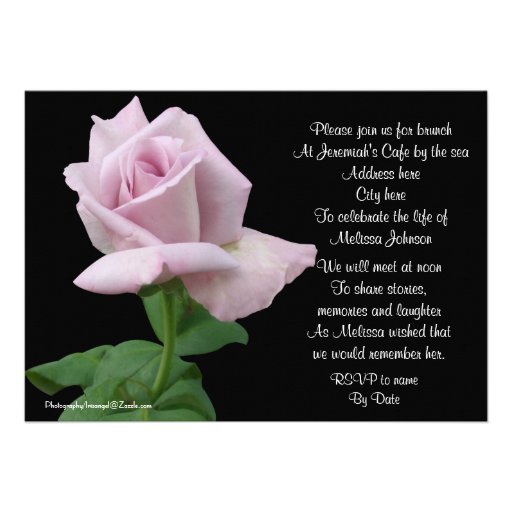 Celebration of life Invitation lavender rose