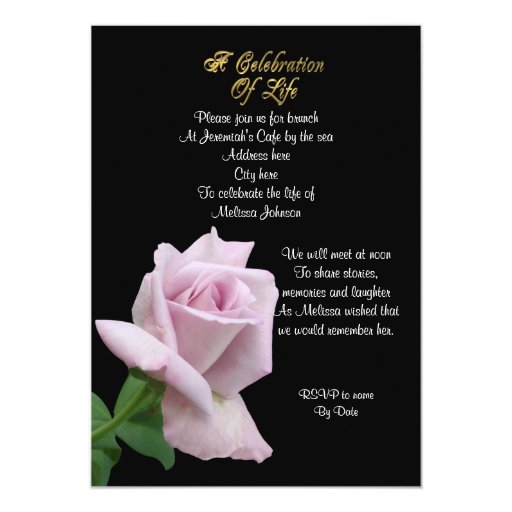 celebration of life invitation lavender rose zazzle celebrations online invitations