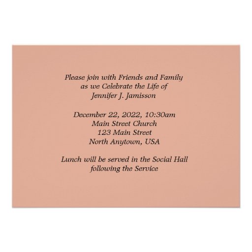 Celebration of Life Invitation, Light Beam on Lake