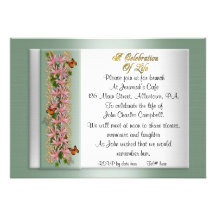 Celebration of life Invitation lilies