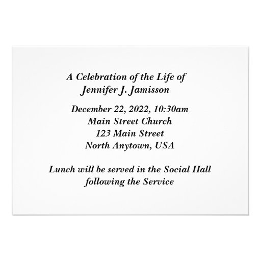 Celebration of Life Invitation Mountains Lake