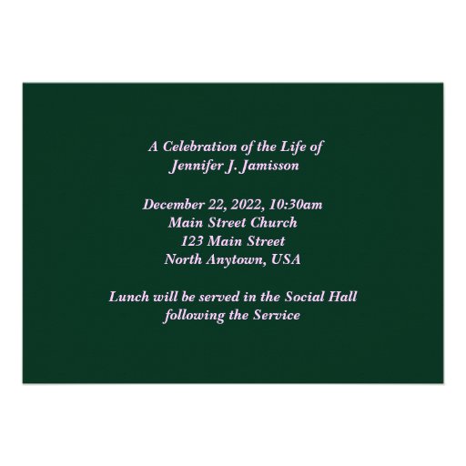 Celebration of Life Invitation Pink Wildflowers
