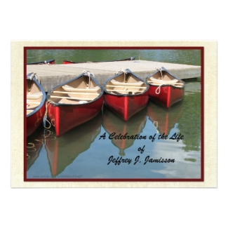 Celebration of Life Invitation, Red Canoes