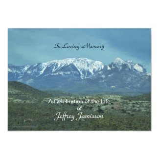Celebration of Life Invitation, Snowy Mountains