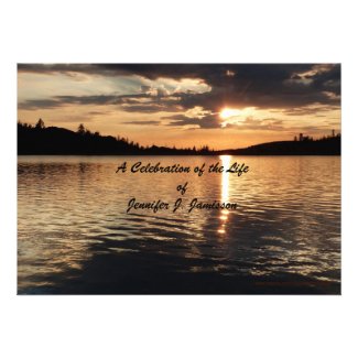 Celebration of Life Invitation, Sunset at Lake