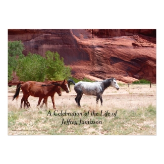 Celebration of Life Invitation, Three Horses